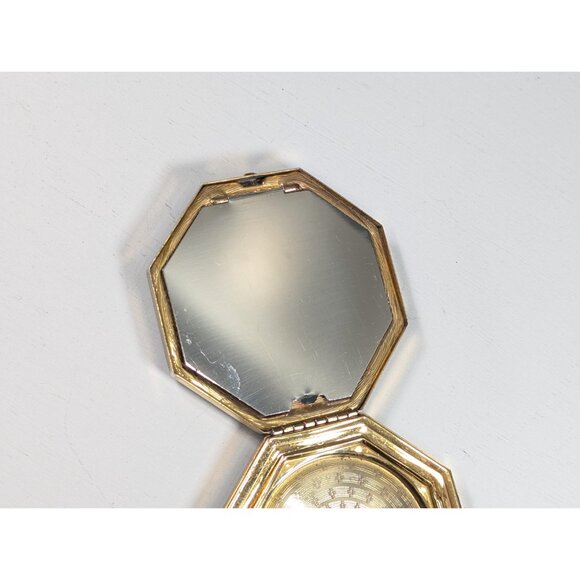 1920s Baby Blue Guilloche Enamel Compact, Fancy powder, rouge & mirror compact, - Picture 12 of 16